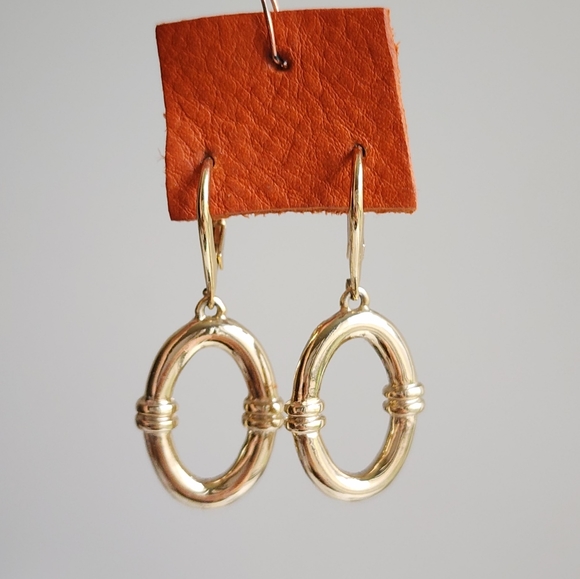 Gold Hoop Dangling Earrings - Picture 2 of 3